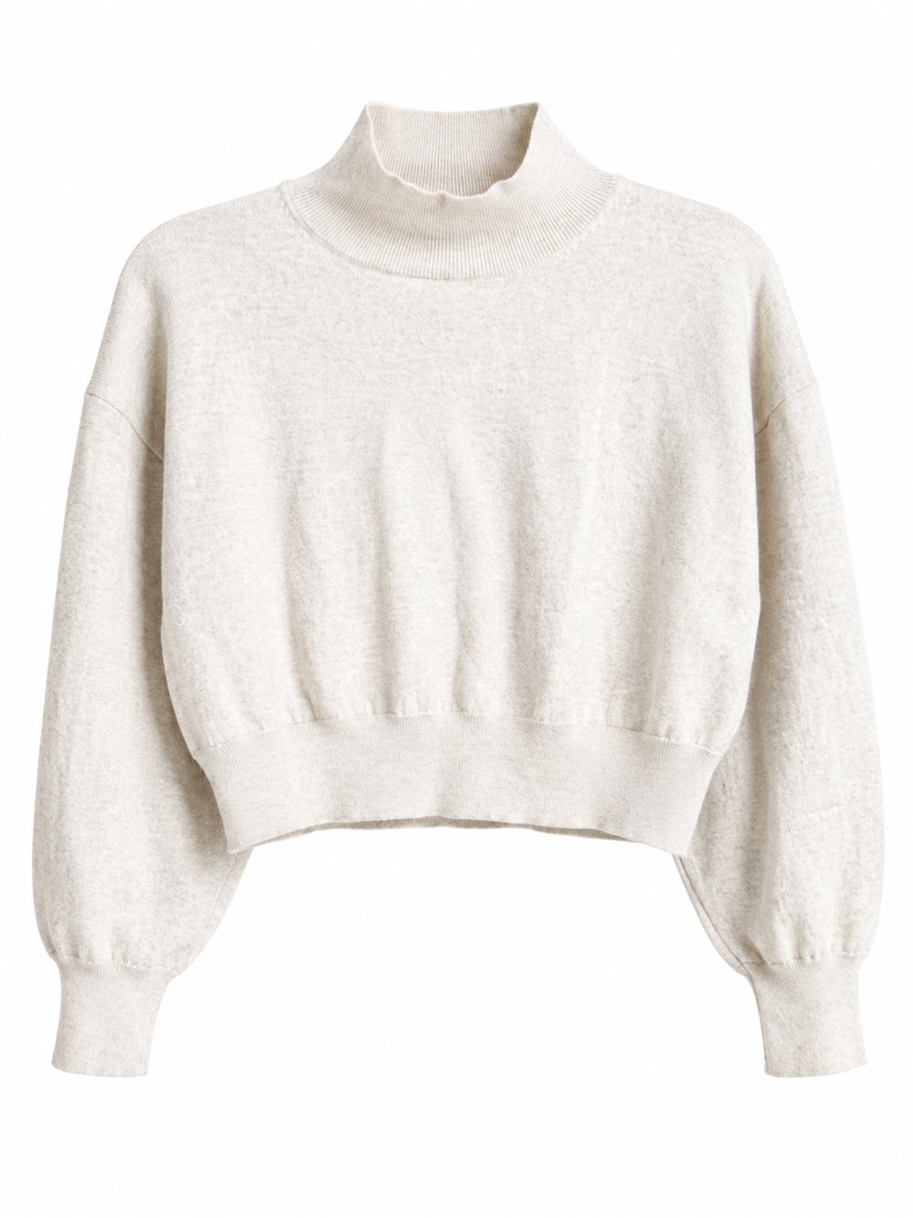 Babaton Grey-Beige Merino Wool Cropped Turtleneck Sweater Size XS